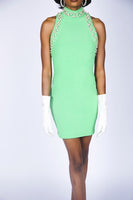 Rental: Lime Green Pearl Beaded Bodycon Dress (Small/Medium)