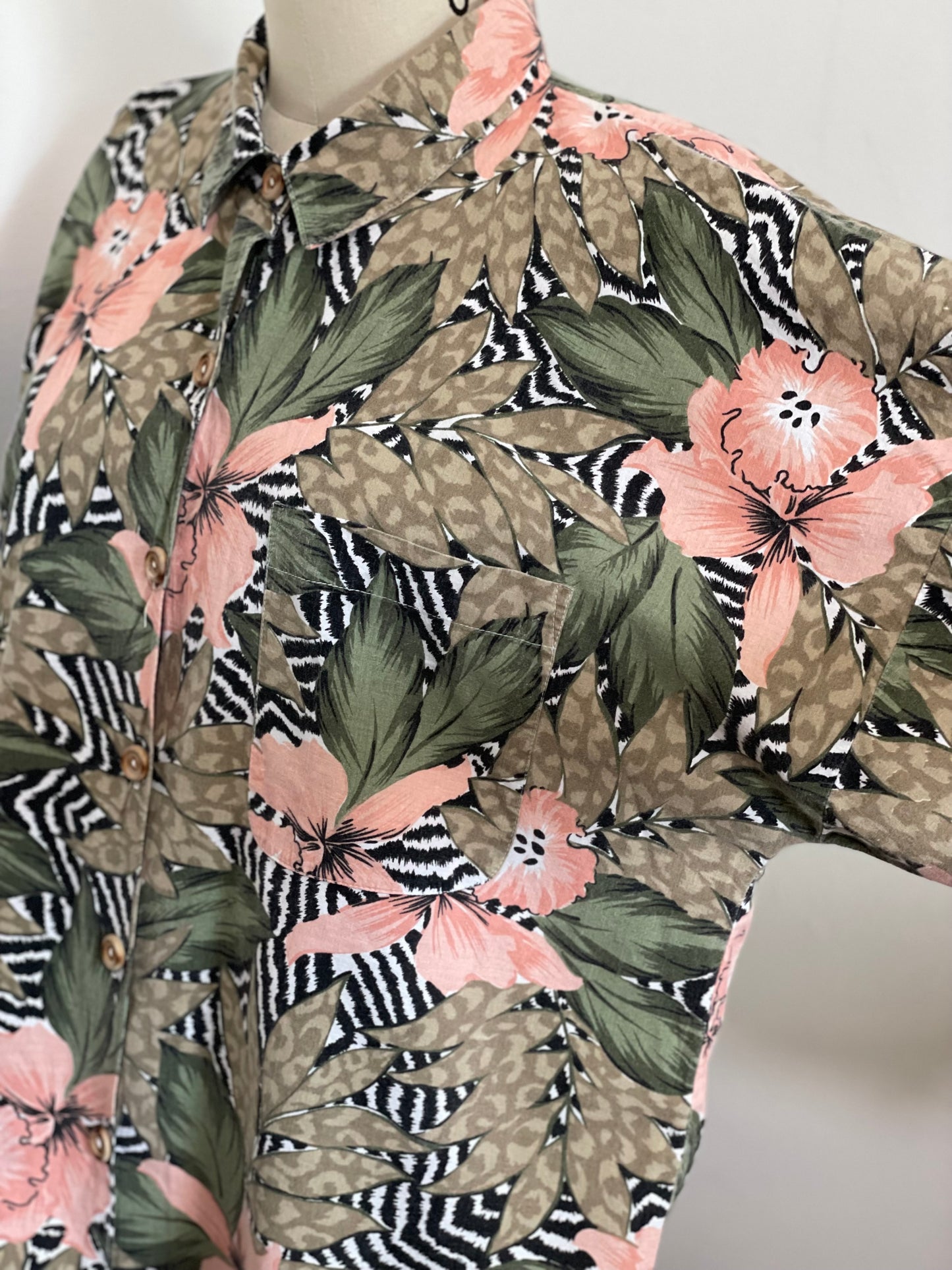 80s Floral Zebra Top (Large)