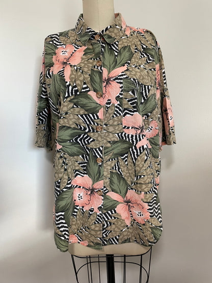 80s Floral Zebra Top (Large)