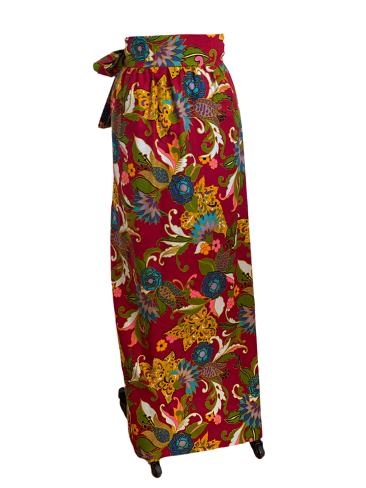 Vintage Barkcloth Wrap Skirt (M/L)