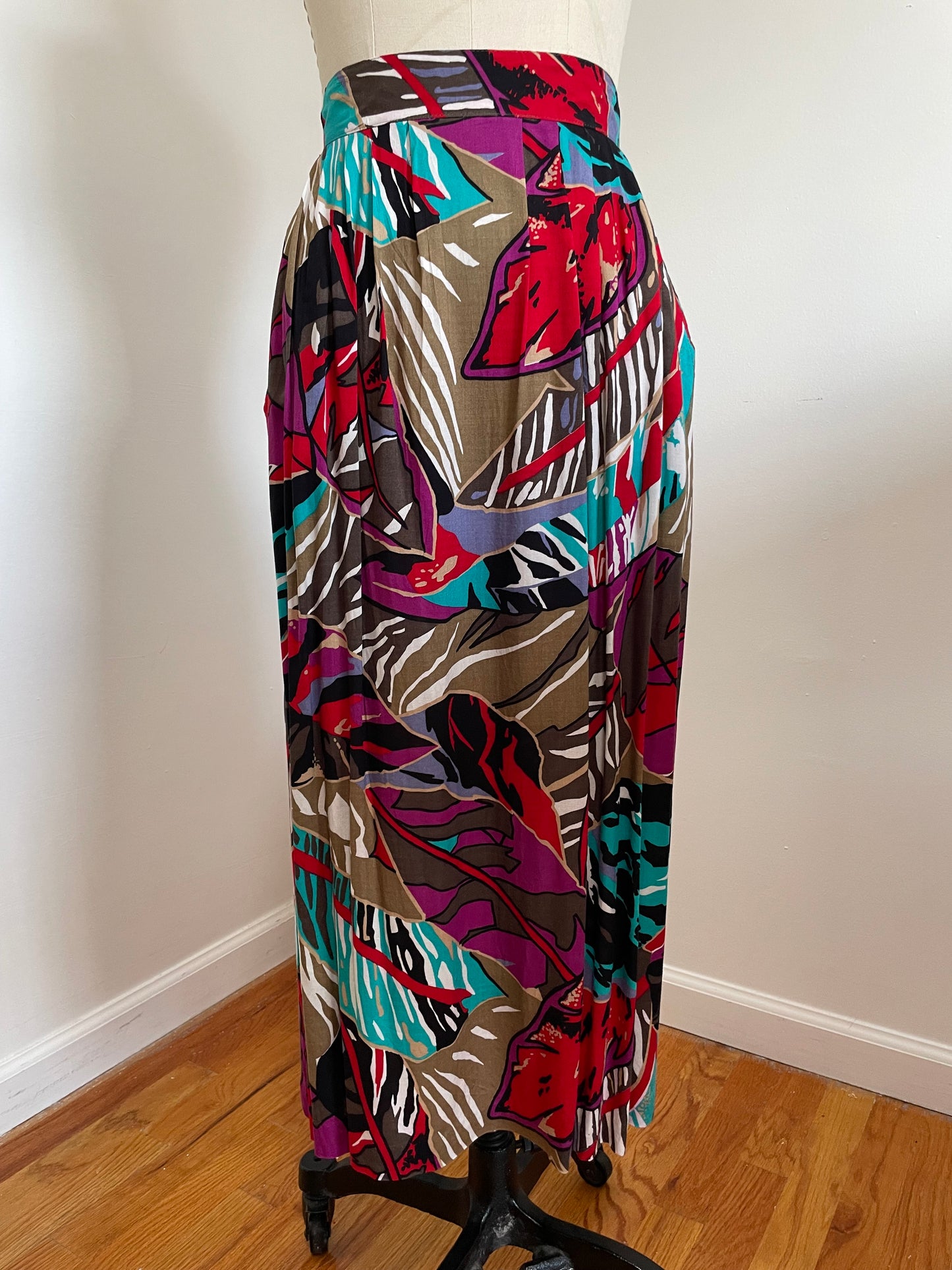 80s 90s Leaf Print Skirt (Size 12)