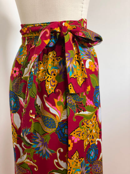 Vintage Barkcloth Wrap Skirt (M/L)