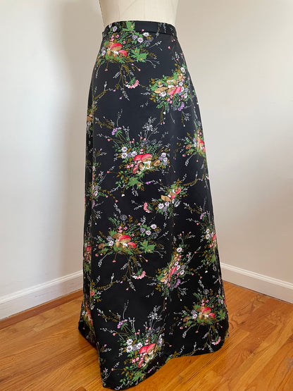 70s Mushroom Maxi Skirt (Medium)