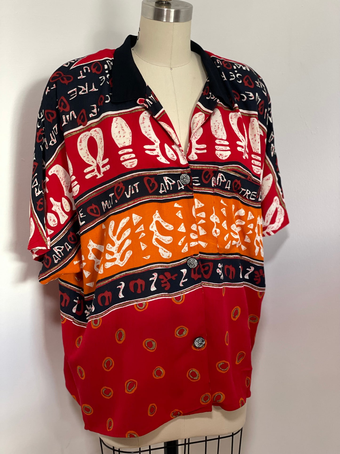 80s Carole Little Tribal Blouse (Large/XL)