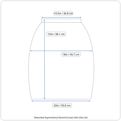 Reworked Asymmetrical Denim/Curtain Skirt (Size 26)