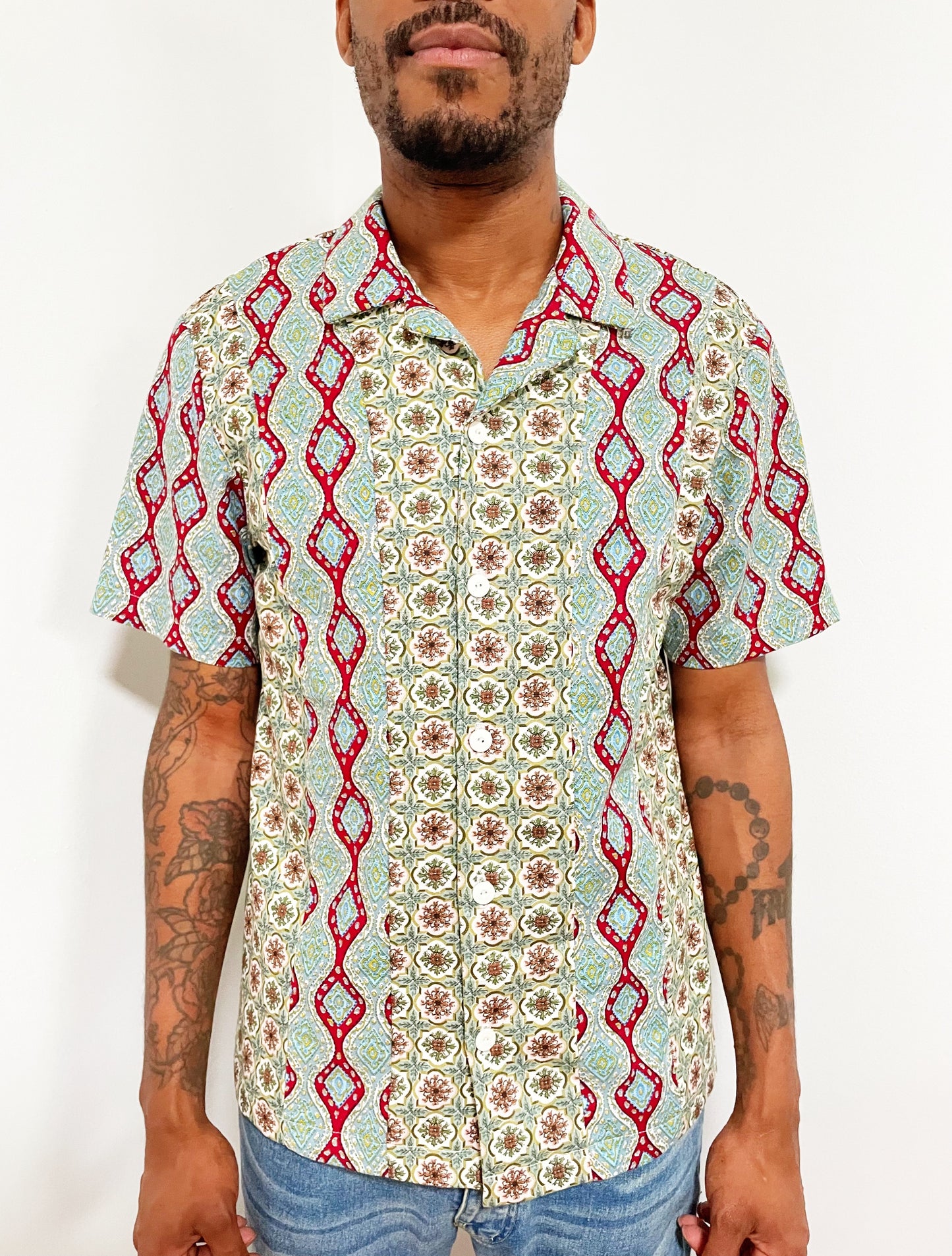 Mixed Print Camp Shirt (Men’s Medium)