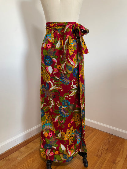 Vintage Barkcloth Wrap Skirt (M/L)