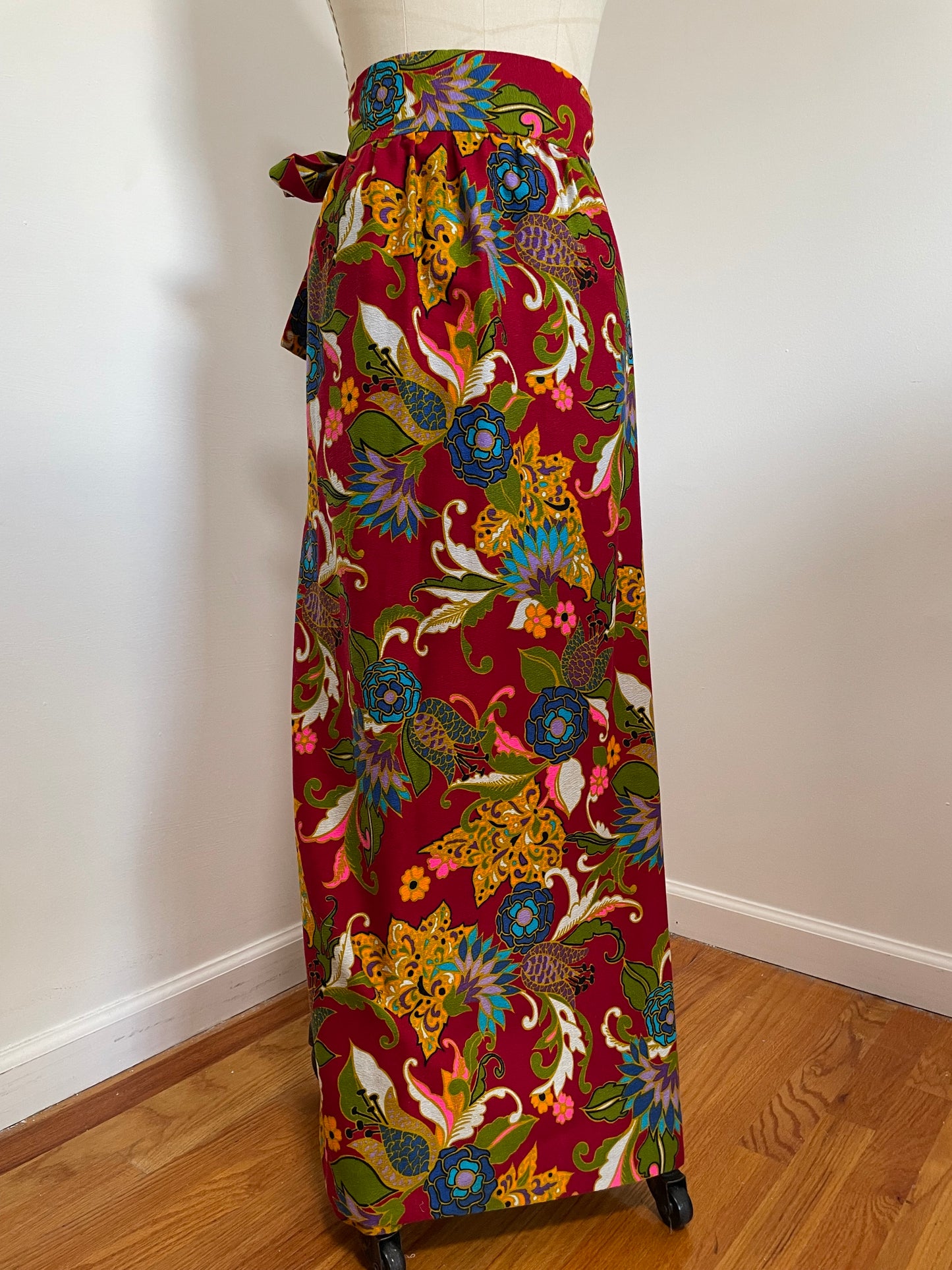 Vintage Barkcloth Wrap Skirt (M/L)