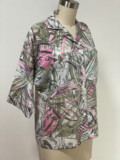 80s Cabrais Paint Splatter Blouse (Medium)