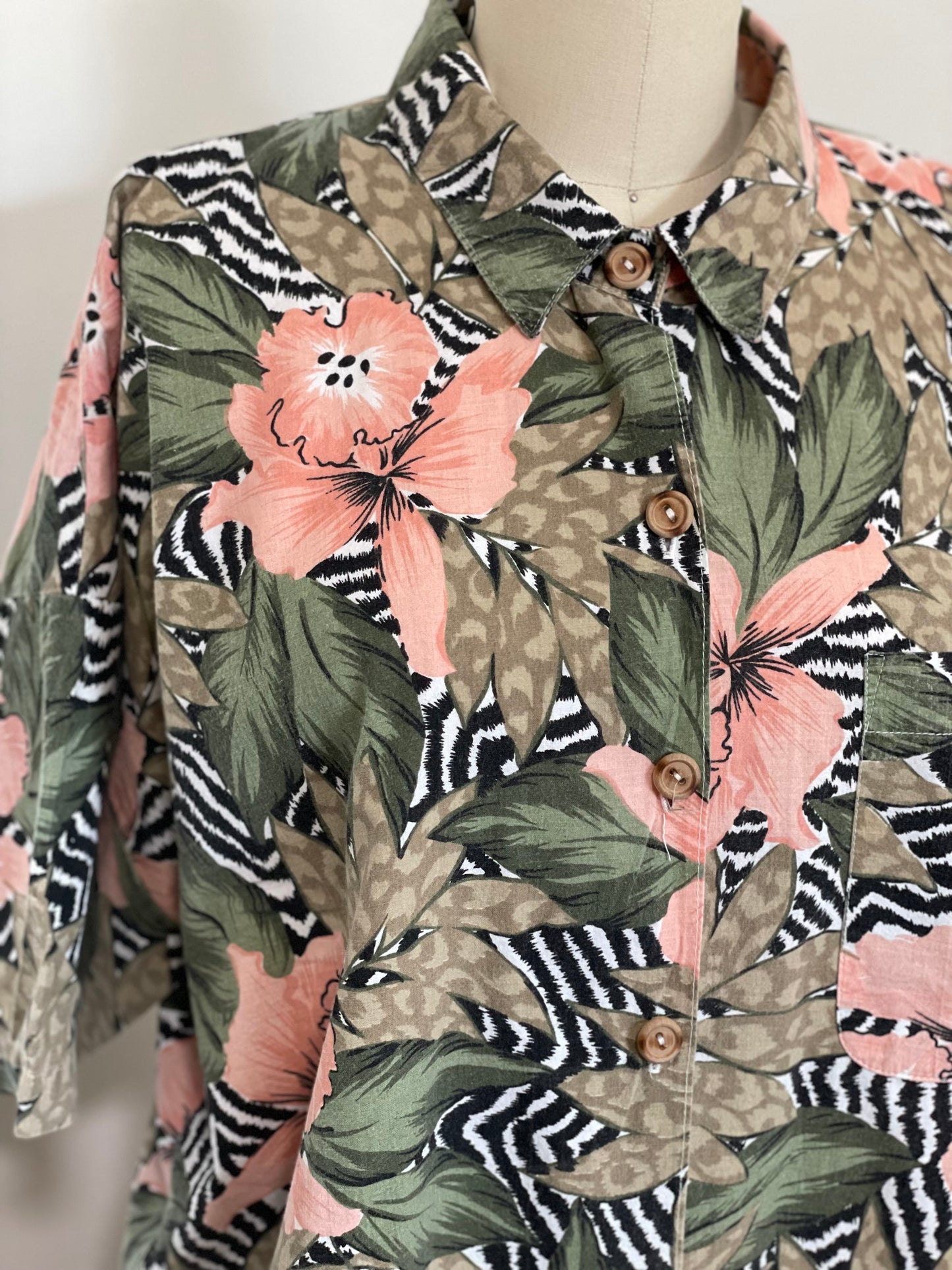 80s Floral Zebra Top (Large)