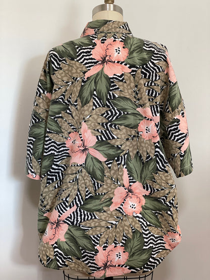 80s Floral Zebra Top (Large)