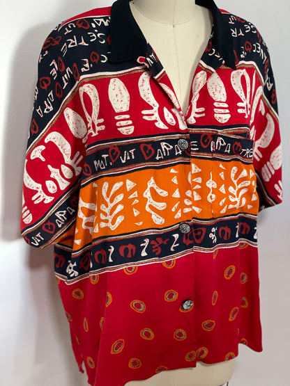 80s Carole Little Tribal Blouse (Large/XL)