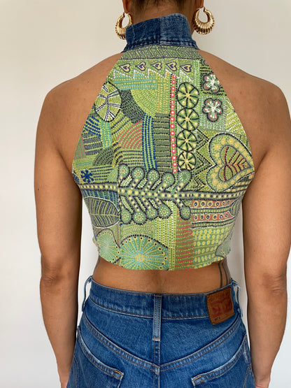 Upcycled Denim Crop Top (Medium/Large)