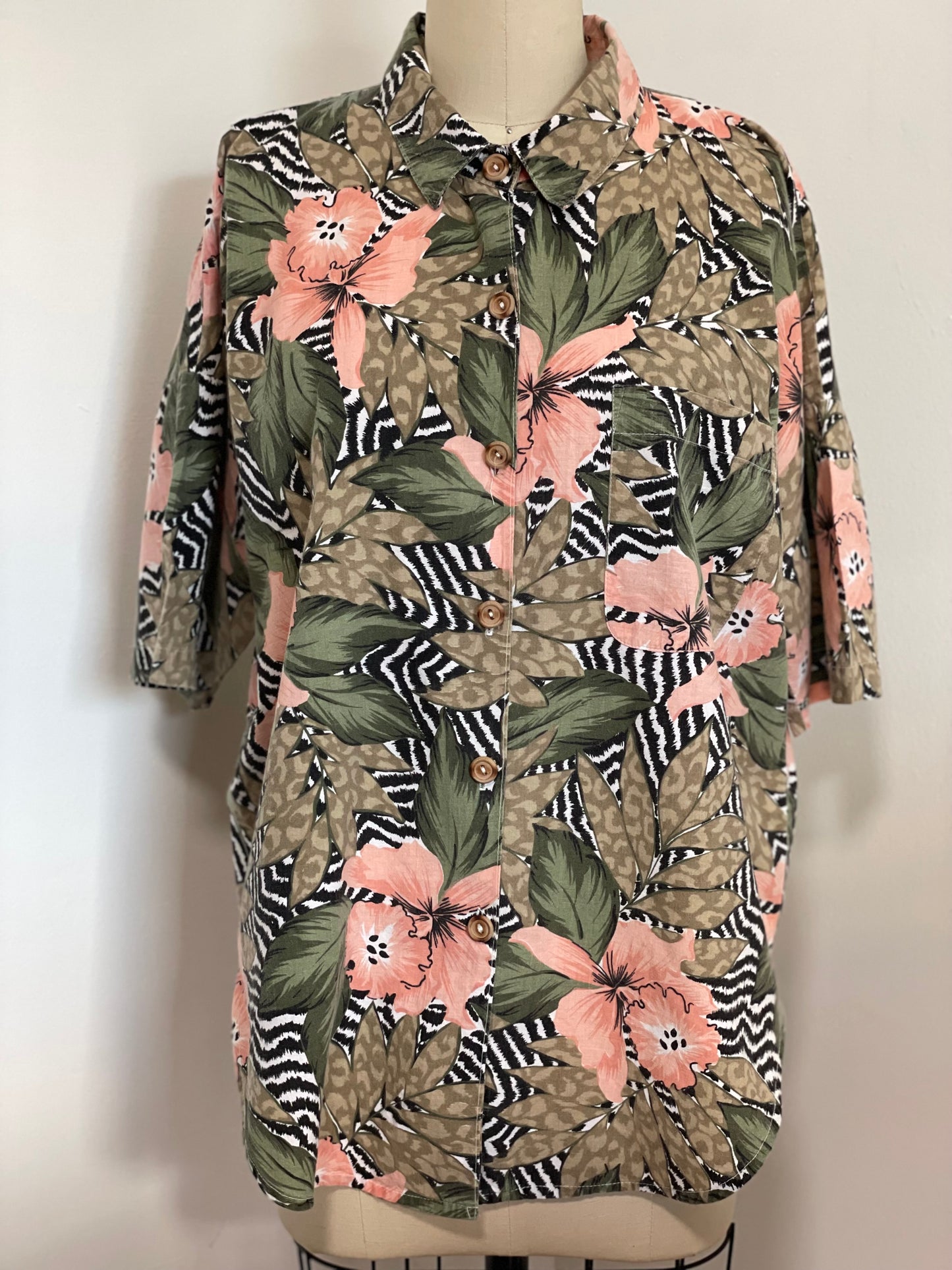 80s Floral Zebra Top (Large)