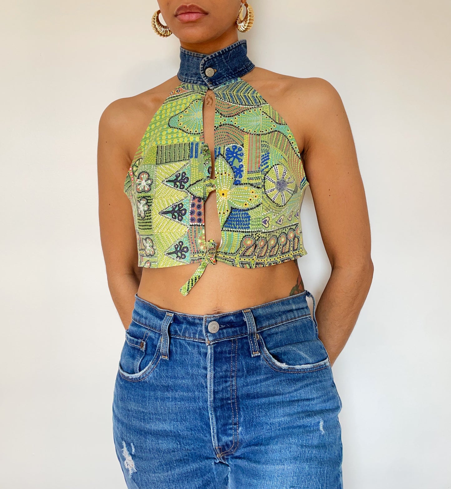 Upcycled Denim Crop Top (Medium/Large)