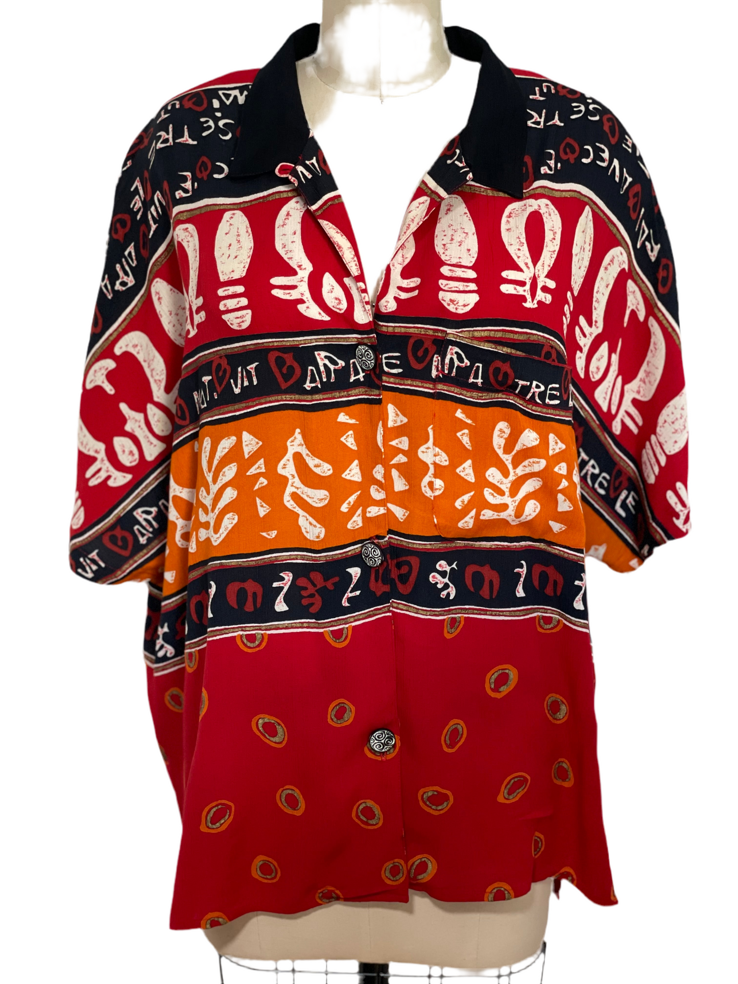 80s Carole Little Tribal Blouse (Large/XL)