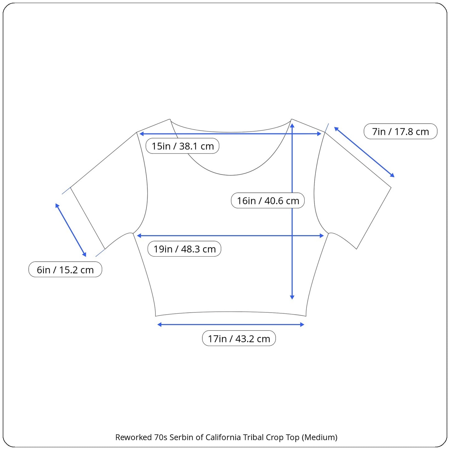 Reworked 70s Serbin of California Tribal Crop Top (Medium)