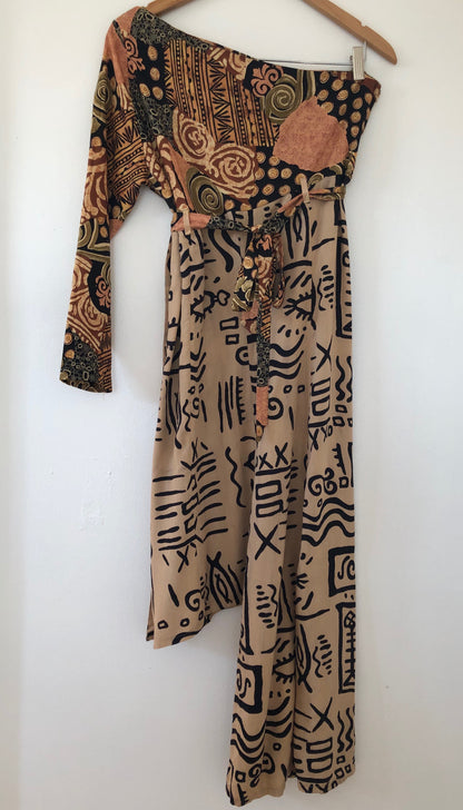 Tribal Mixed Print Asymmetrical Dress (M/L)