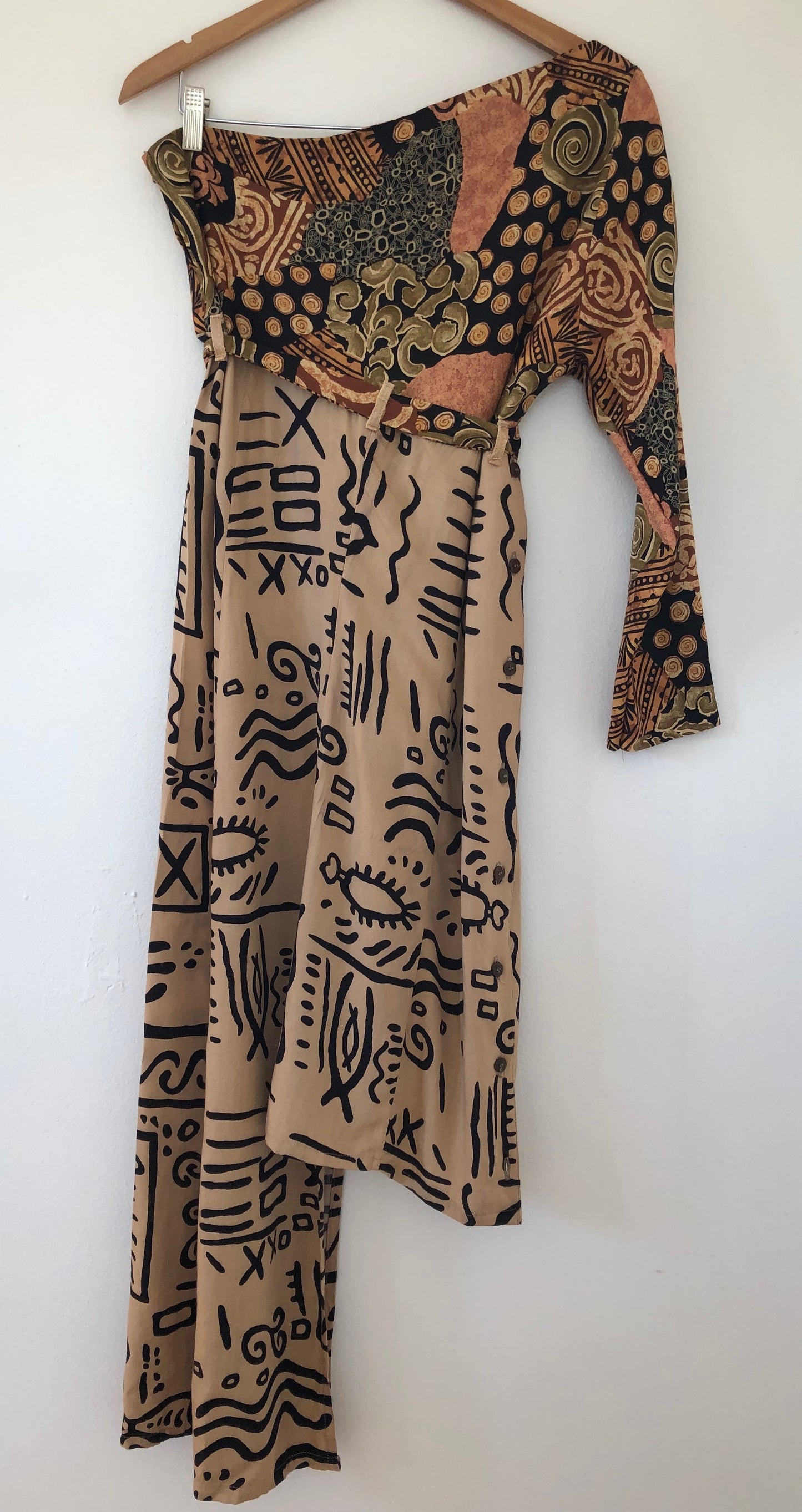 Tribal Mixed Print Asymmetrical Dress (M/L)