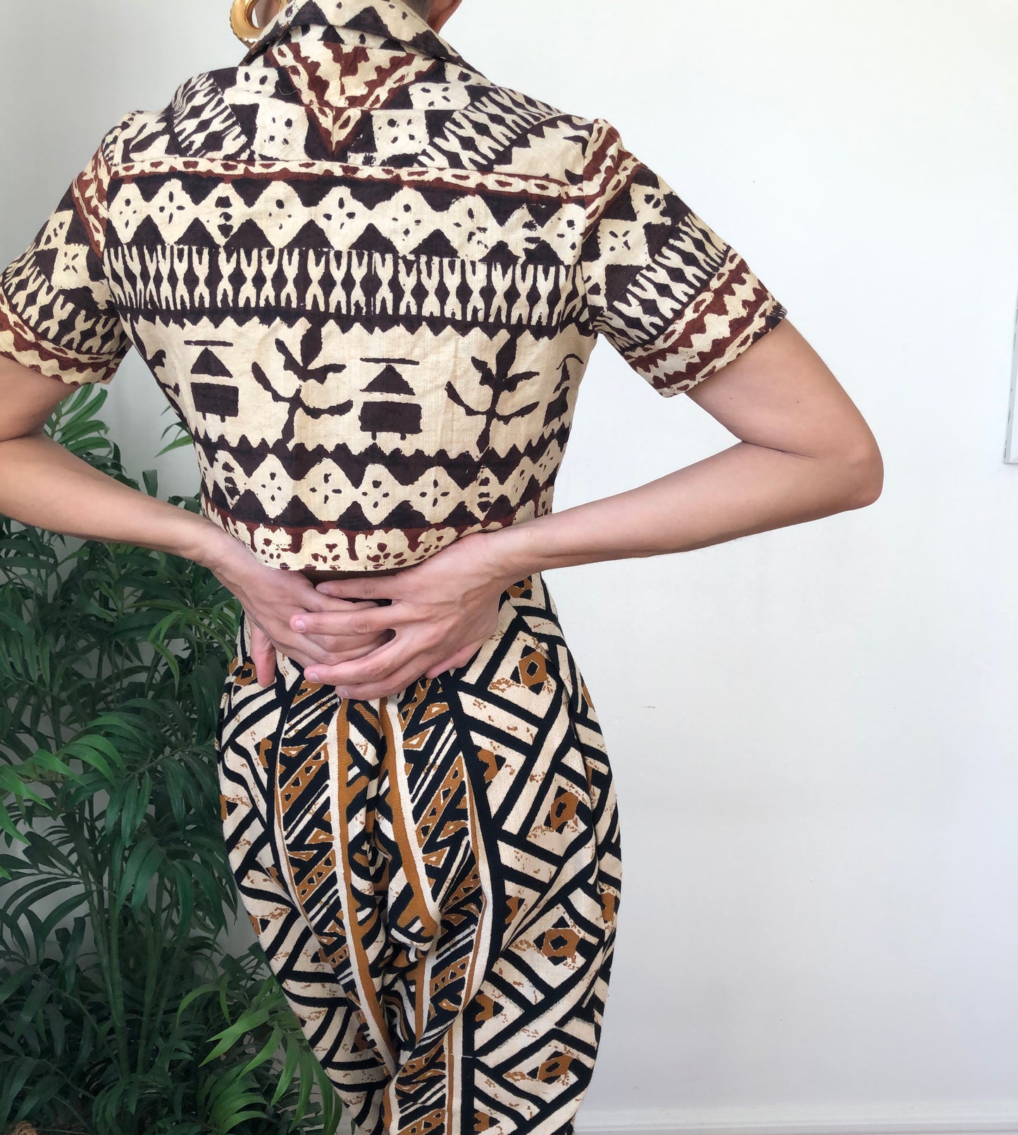 Reworked 70s Serbin of California Tribal Crop Top (Medium)