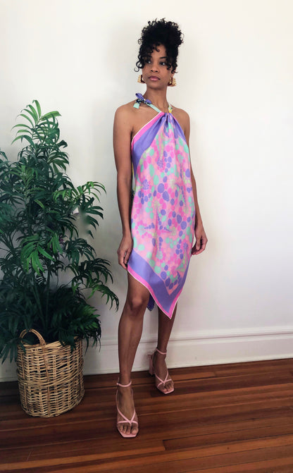 Reworked Pastel Dot Reversible Scarf Dress (Small-Large)