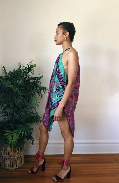 Reworked Abstract Scarf Dress (M/L)