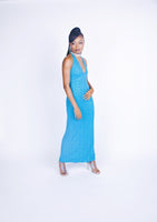 Rental: 90s Jessica McClintock for Gunne Sax Blue Glitter Halter Dress (XS-M)
