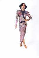 Rental: 80s Vintage Janine Abstract Metallic Artsy Dress (Small/Medium)