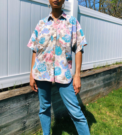 80s Just Class Pastel Button Up (Medium/Large)