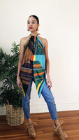 Reworked Teal Sunset Scarf Top (One Size)