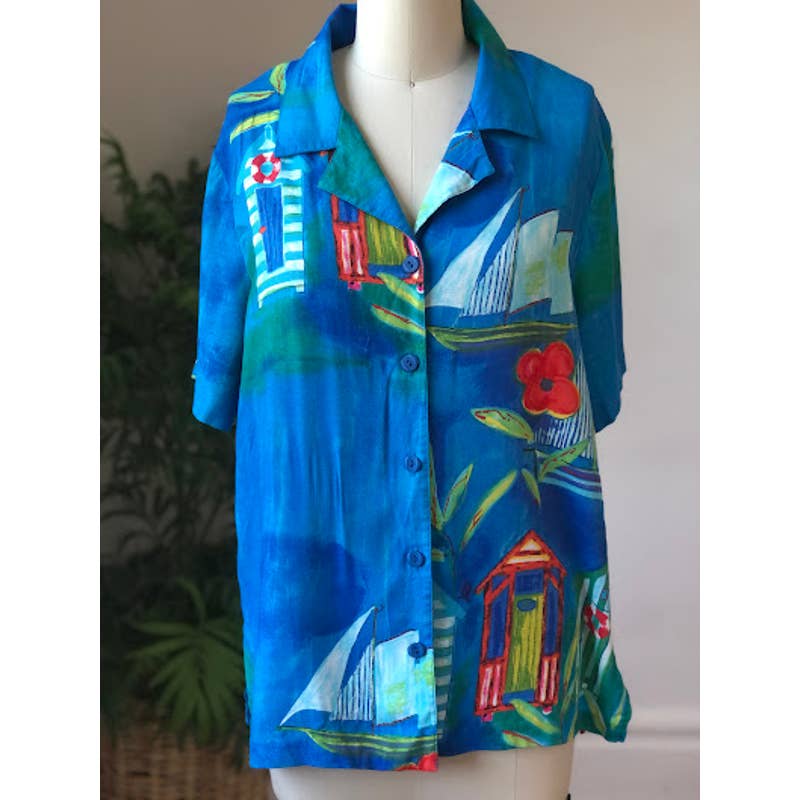 80s Peter Popovitch Sailboat Bowling Shirt (Large)