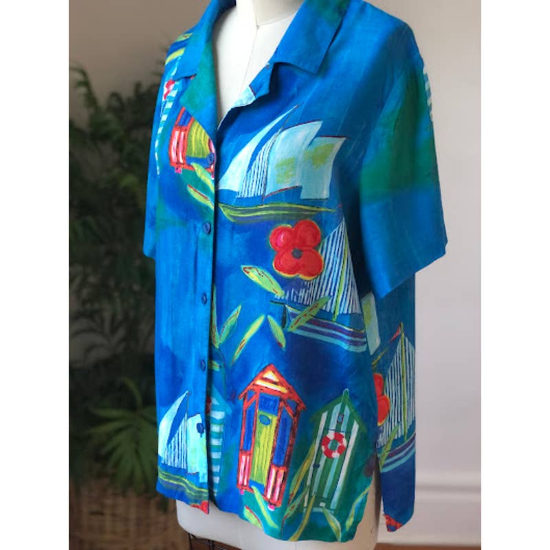 80s Peter Popovitch Sailboat Bowling Shirt (Large)