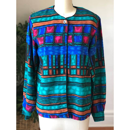 80s Jordan Jewel Tone Blouse (Medium)